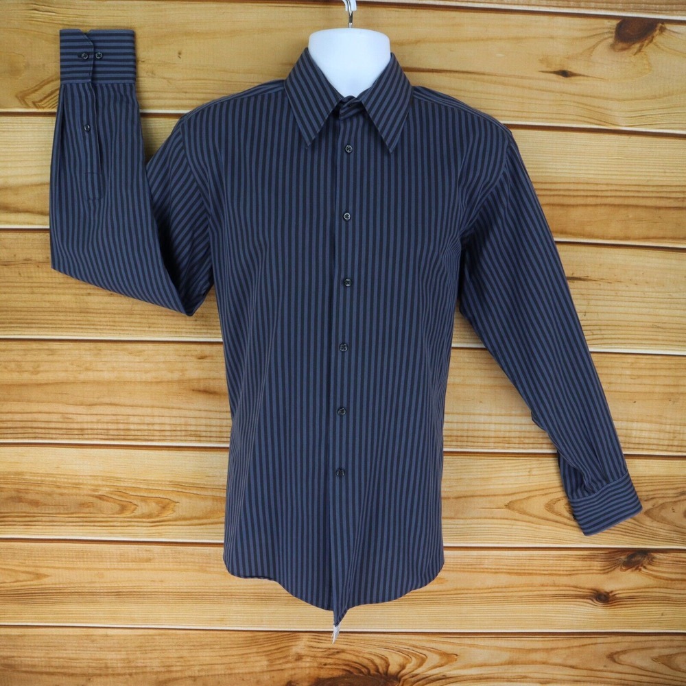Covington Dress Shirt Modern Fit Mens Sz L Blue Stripes Wrinkle Free Stain‎ Free